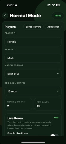 CueCraft Snooker Scoreboard Screenshot 3 of 10