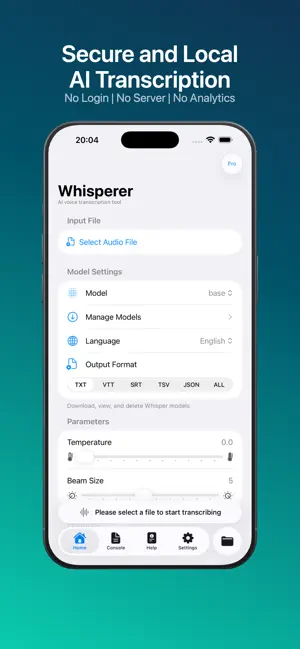 Whisperer: Local AI Transcribe screenshot 1