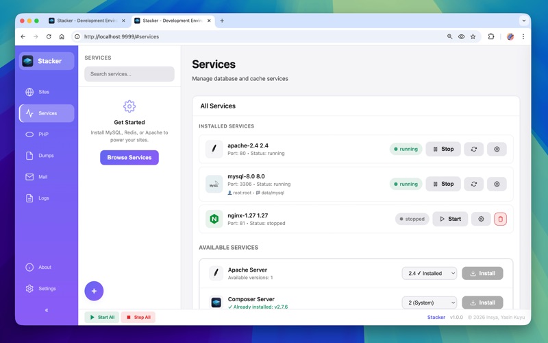 Stacker: Local Dev Environment screenshot