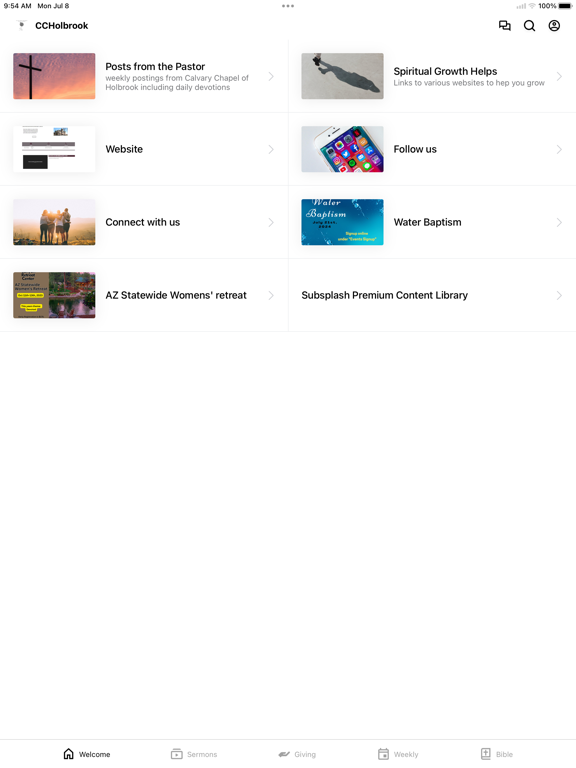 Calvary Chapel of Holbrook iPad screenshot 1 - Education app