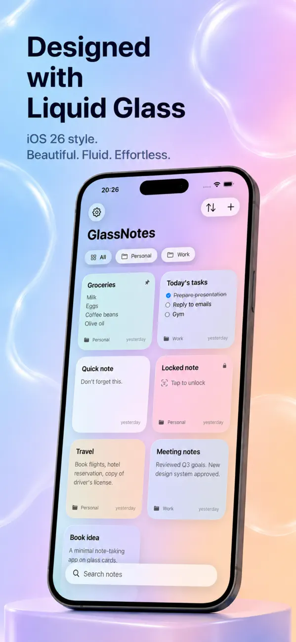 Glass Notes: Notes & Lists screenshot