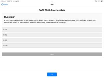 Sat® Math Quiz iPad screenshot