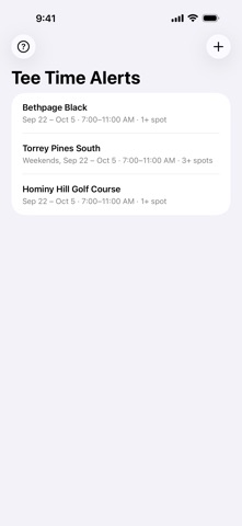 Tee Time Alerts: Golf Booking Screenshot 1 of 4