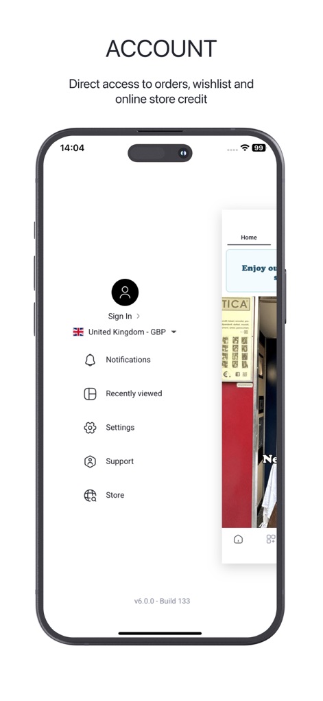 Subdued - Gli utenti hanno accesso a un menu completo di "gestione account", inclusa la possibilità di rivedere gli "ordini passati" e gestire le notifiche.