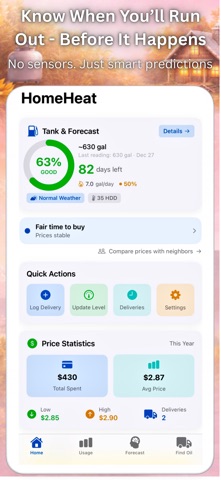HomeHeat – Heating Oil Tracker iPhone screenshot