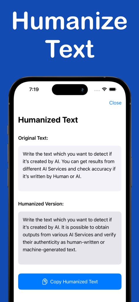 Humanize AI - ByPass Detector - Productivity App | MWM