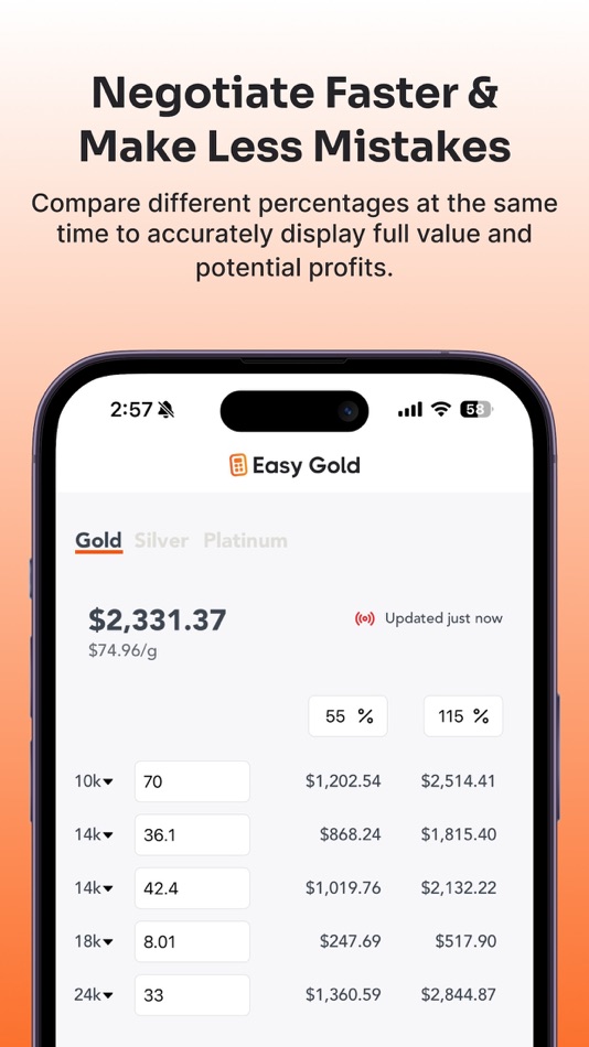 #1. Easy Gold Calculator (iOS) 由: Interwebs Group