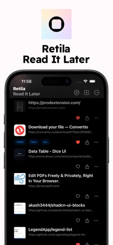 Retila - Read It Later iPhone screenshot