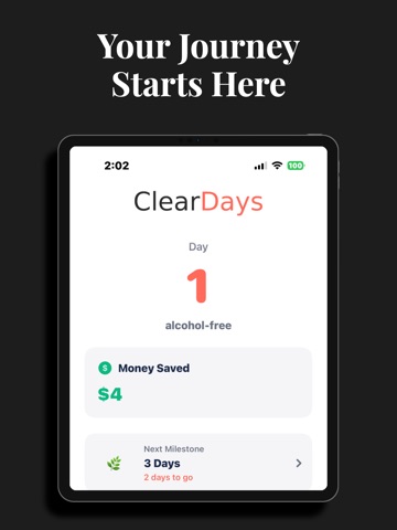 Clear Days : Sobriety Tracker iPad screenshot