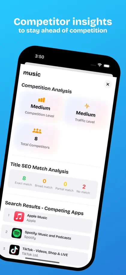 Capture d'écran 6 sur 6 de Radar App Keyword Optimization
