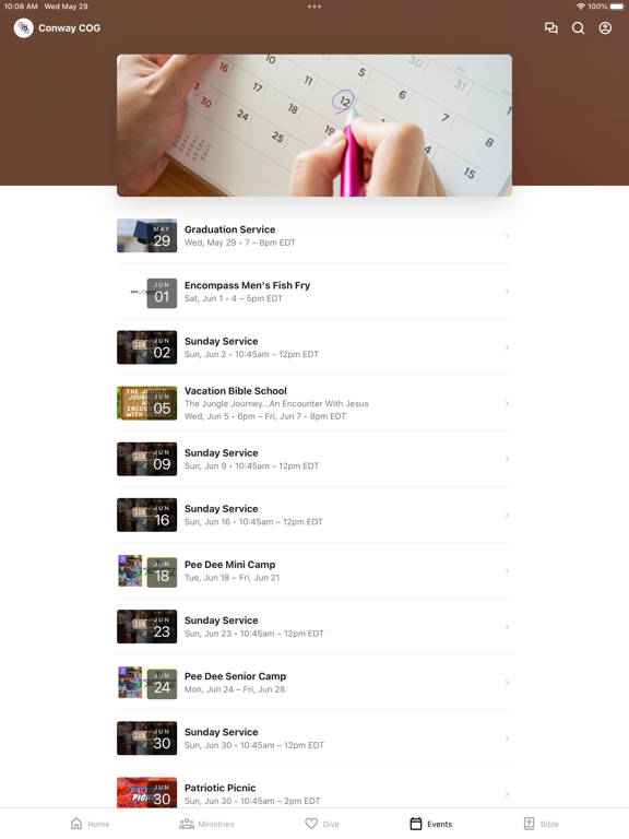 Conway Church of God SC iPad screenshot 4 - Education app