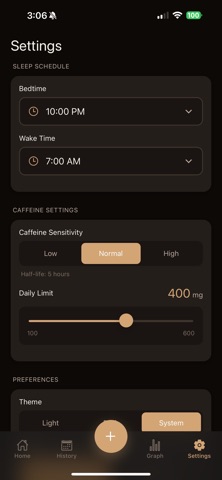Caffeine Tracker - HalfCup のスクリーンショット
