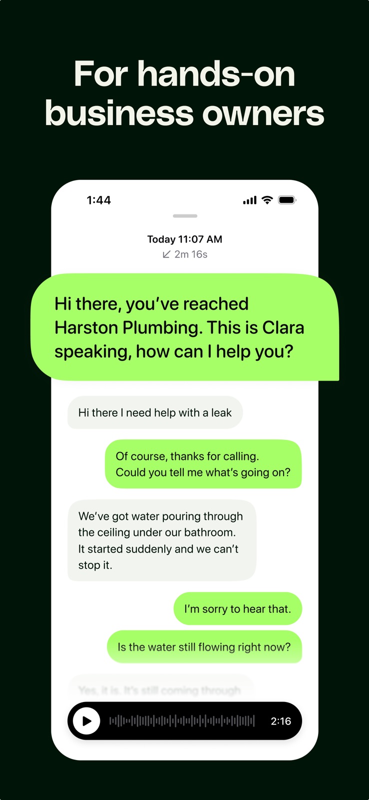 Clara - AI Receptionist iphone screenshot 2