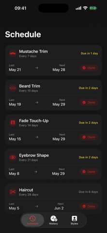 Trim: Haircut Tracker iPhone screenshot