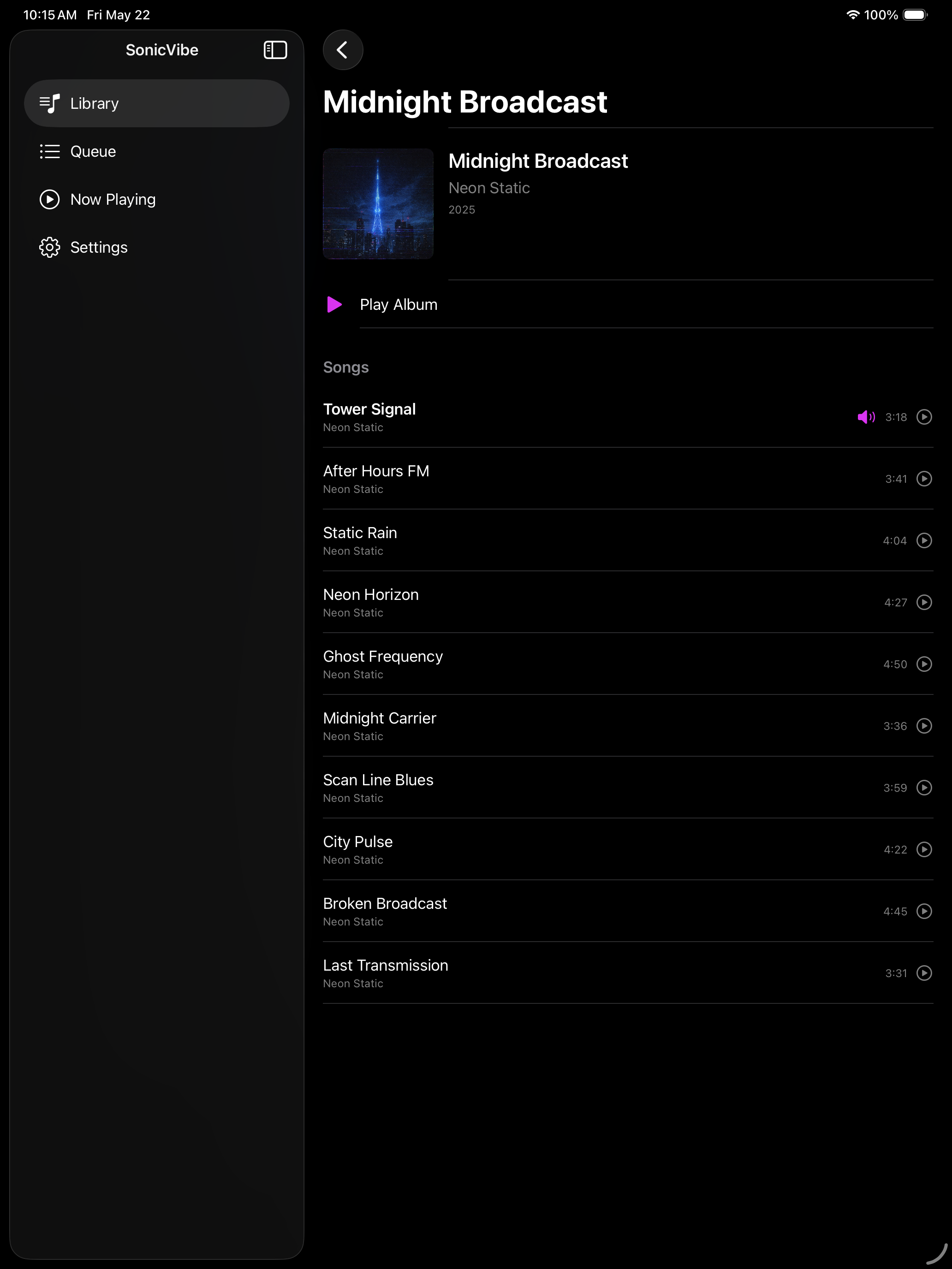 SonicVibe Music Player