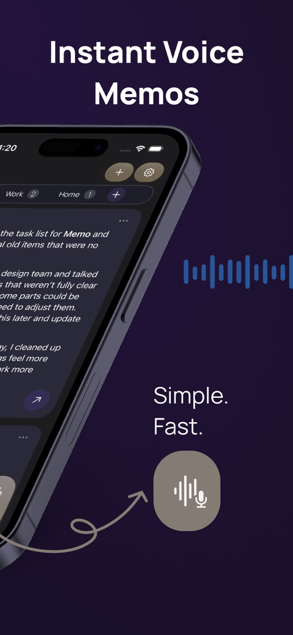 Voice Memory screenshot with captured notes
