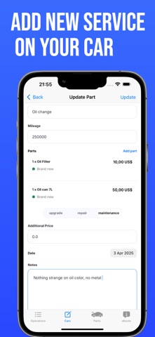 Car Chronicle Maintenance Log iPhone screenshot