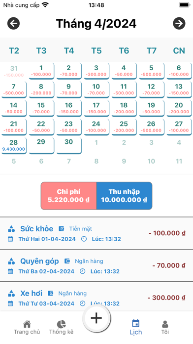 Quản lý thu chi: Sổ thu chi Screenshot