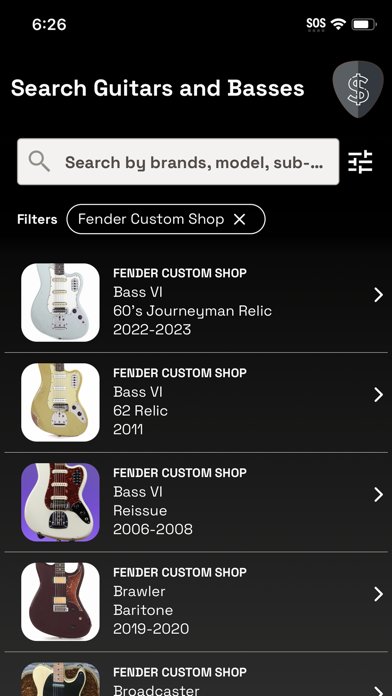 Mobile Guitar Price Guide Screenshot