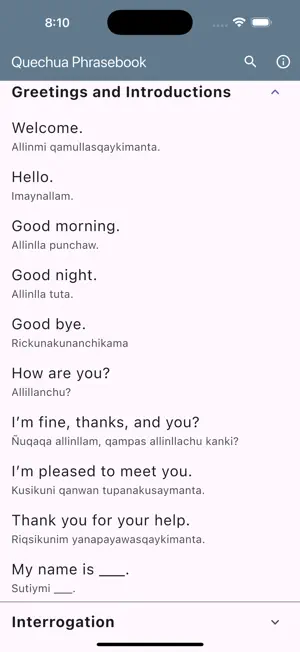 Quechua Phrasebook screenshot 2
