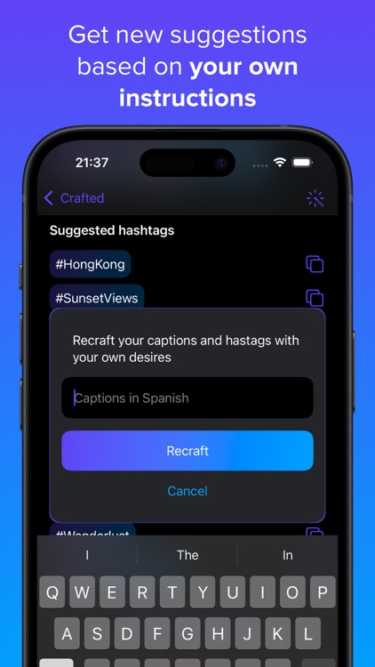 CraftCaption: AI hashtags