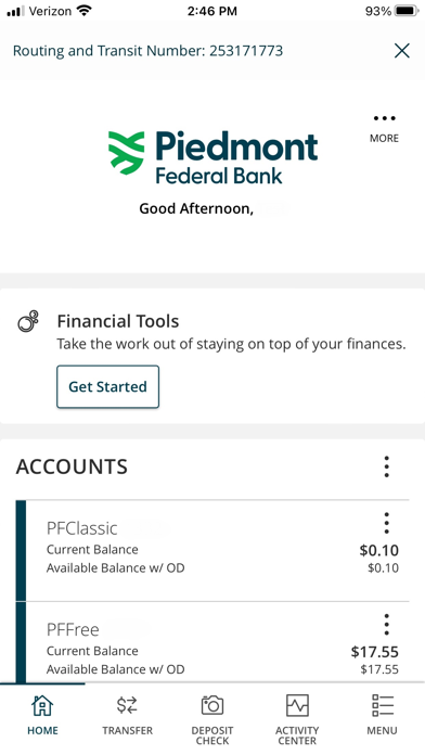 Piedmont Federal Bank Screenshot