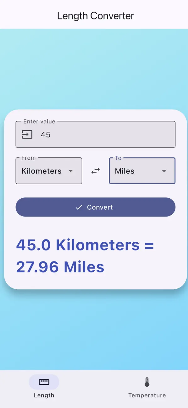 #1. Unit Calc – Length & Temp (iOS) Göre: Waseem Abbas
