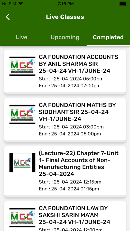 #4. MCC Live App (iOS) Podle: Mittal Commerce Classes