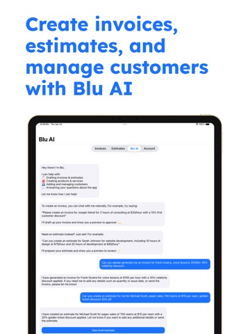 Invoice Blu : Invoice Maker iPad screenshot