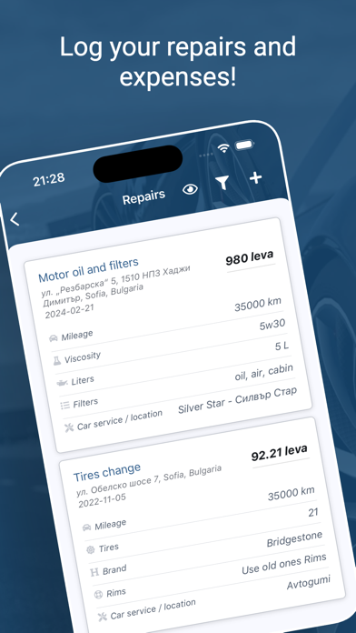 CarDiary - Vehicle log book
