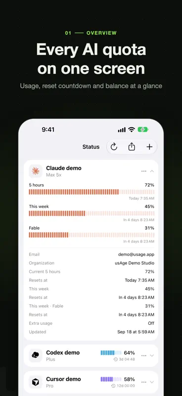 usAge: AI Quota Meter screenshot 1 of 7