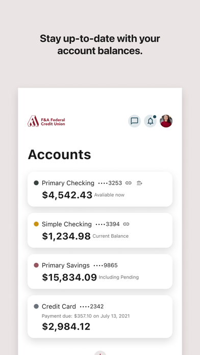 F&A Mobile Banking Screenshot
