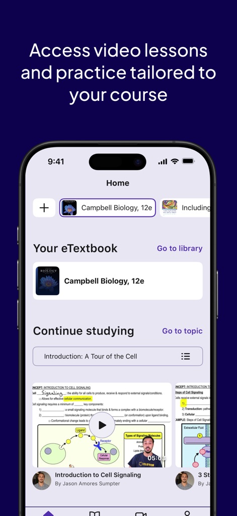 Pearson+ | Study Prep & eTexts - This tool provides immediate access to 'Your eTextbook' content and allows users to 'Continue studying' specific topics with embedded video lessons.