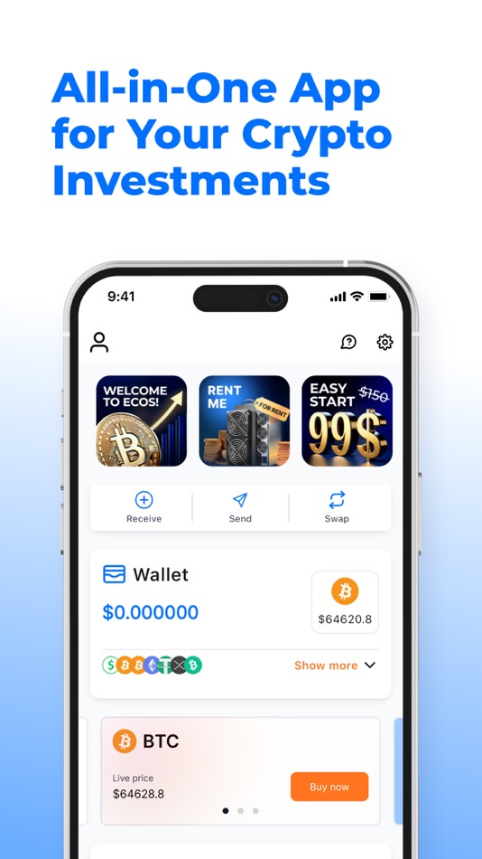 #1. ECOS: Bitcoin Mining & Wallet (iOS) By: Ecos am