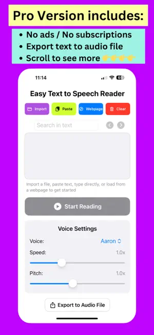 Easy Text to Speech Reader Pro screenshot 1