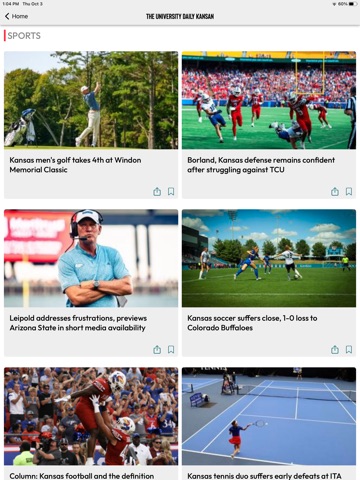University Daily Kansan iPad screenshot
