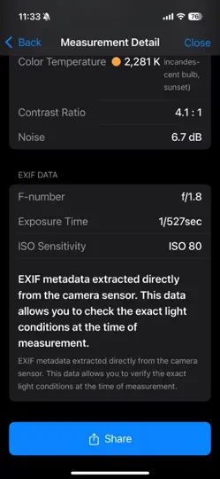 Screenshot von Light Scope - Lux Meter auf dem iPhone 6