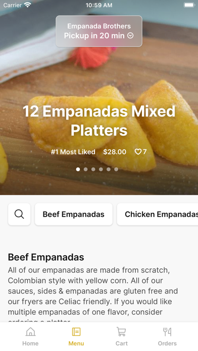 Empanada Brothers To Go iPhone screenshot 2 - Food & Drink app