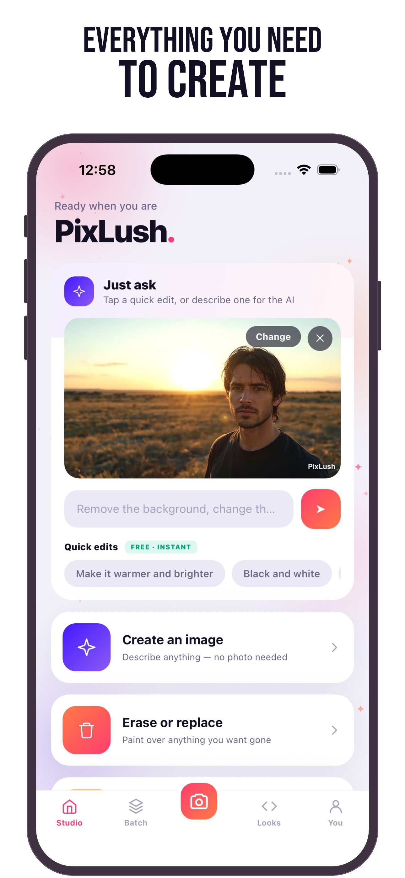 Screenshot 1 of PixLush - AI Photo Editor