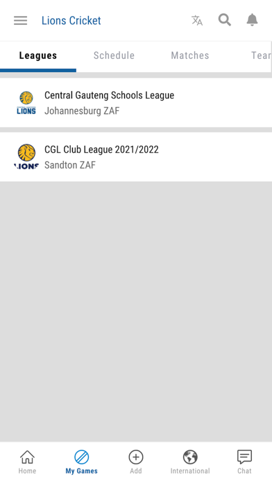 LIONS Scoring and Fixtures Screenshot