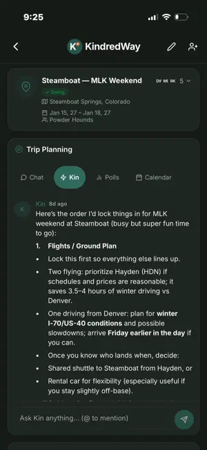 KindredWay: Group Trip Planner screenshot 2