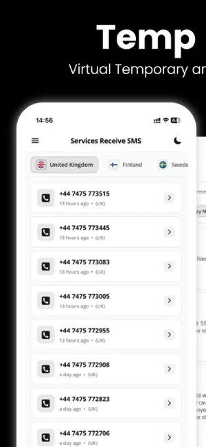 Temp Number - Receive SMS screenshot 1