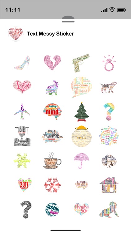 Text Messy Word Stickers