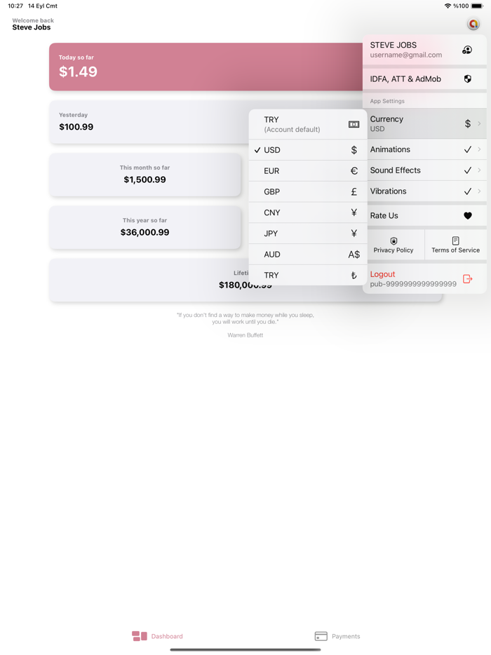 AdMoney Ad Earnings Tracker