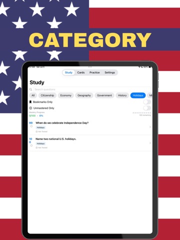 Citizenship Test Preparation iPad screenshot