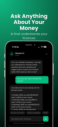 Whealth: AI Personal Finance iPhone screenshot