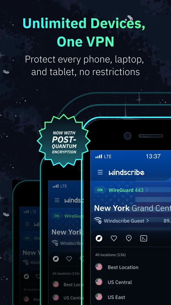 Windscribe VPN iPhone App Screenshot 1 – Produktivität