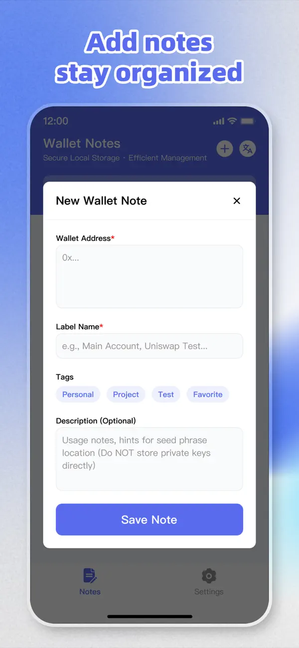 #2. Wallet Notes : Address Notes (iOS) Ved: Zafril Yawar