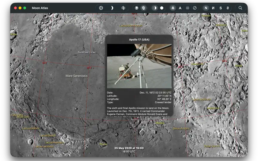 Captura de pantalla de Moon Atlas en iPhone 5
