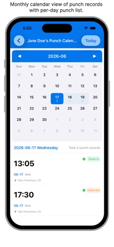 Cloud Punch Clock-Time Record iPhone screenshot